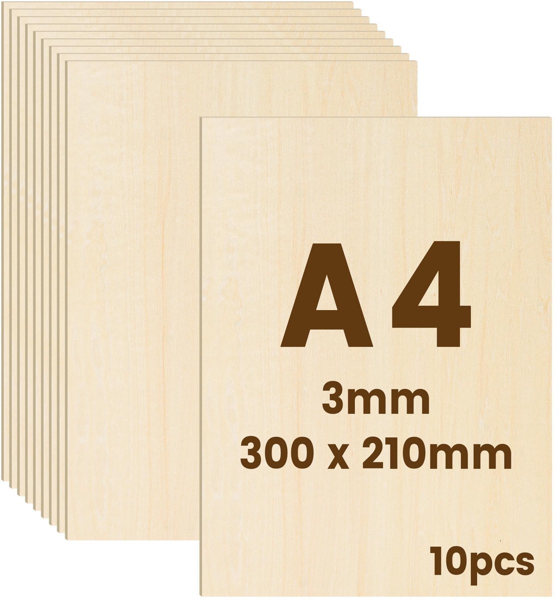 Dailygoods- Multiplexplaat 3 mm - Set van 10 Stuks - A4/A3 Formaat - Houten Plaat voor Modelbouw - Precisie Gesneden - Milieuvriendelijk Balsahout - Houten Platen