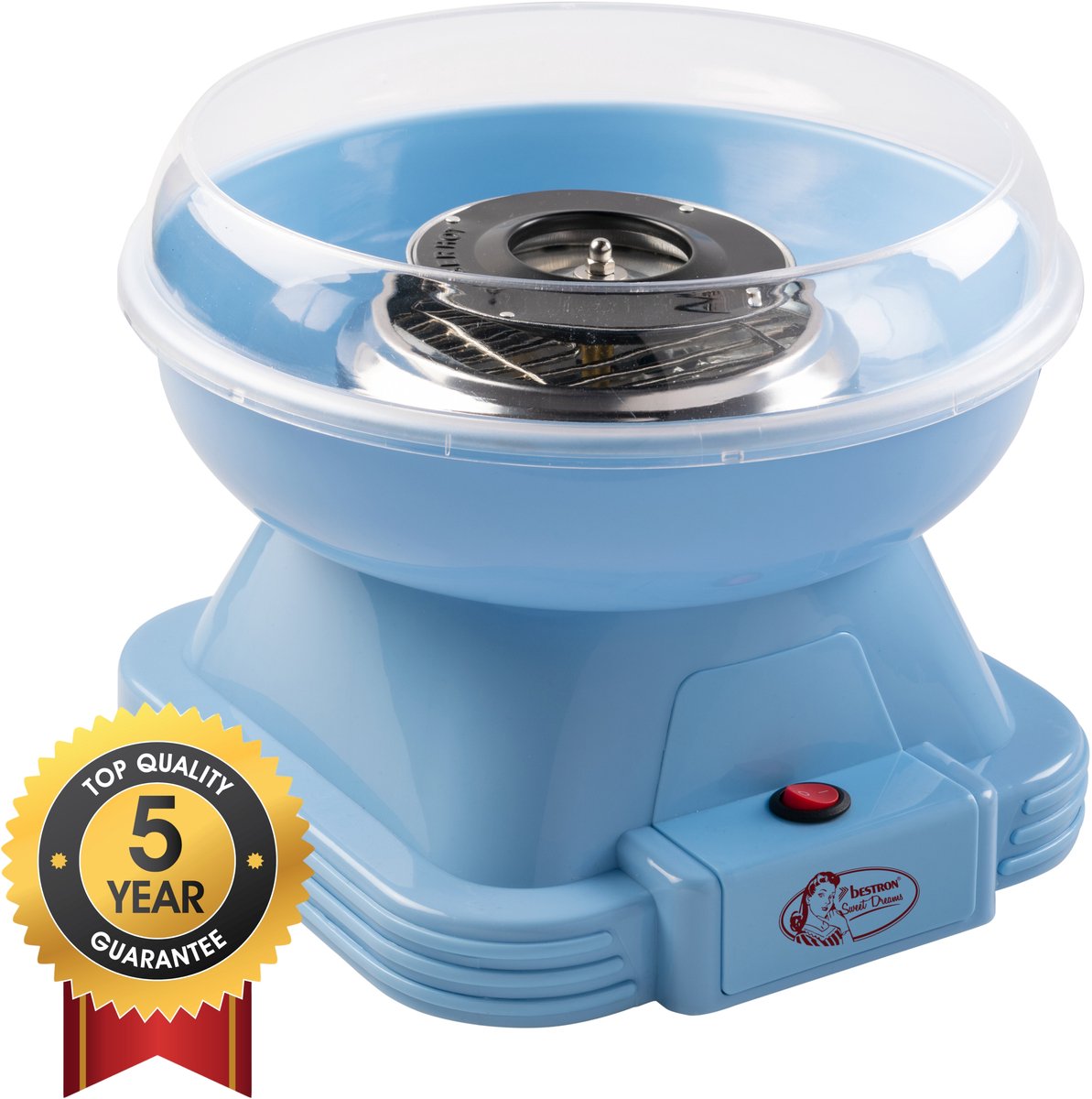 Bestron Suikerspinmachine - Sweet Dreams Collectie - met 10 stokjes & maatlepel - Blauw