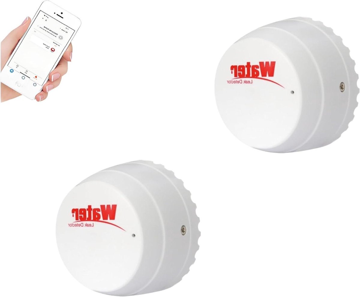 Waterlek Sensor - App Alarm - Thuis Beveiligen - Corrosiebestendige Sonde - Verpakking van 2 - Wit