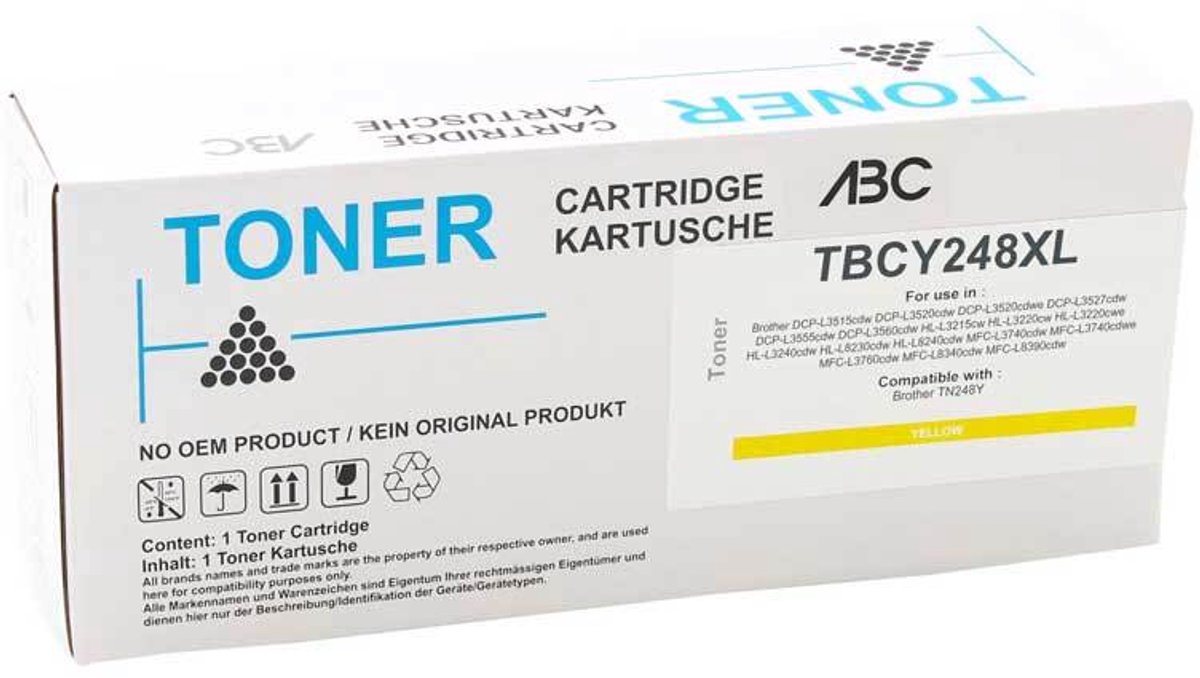 ABC huismerk Toner geschikt voor Brother TN248XLY geel HL-L3220cw HL-L3220cwe HL-L3240cdw MFC-L3740cdwe MFC-L3760cdw MFC-L8340cdw MFC-L8390cdw