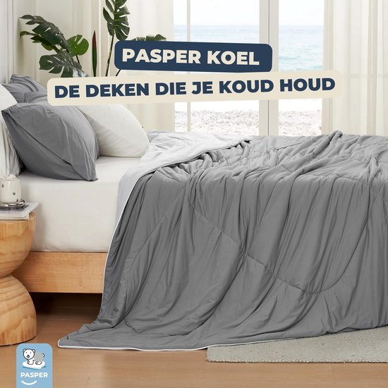 Pasper Koeldeken 229 x 274 cm - verzwaringsdeken - verkoelend dekbed - Q-max > 0.5 cooling blanket - dikke zware zomerdekbed - zelfkoelende deken voor mensen