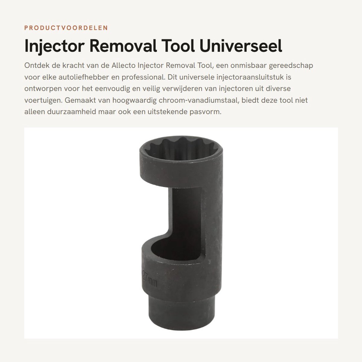 Dailygoods- Injector Removal Tool 1/2in Drive 27mm - Injectoraansluiting - Chroom-vanadiumstaal - 12 Punten - Universeel voor Auto's - Professionele Kwaliteit