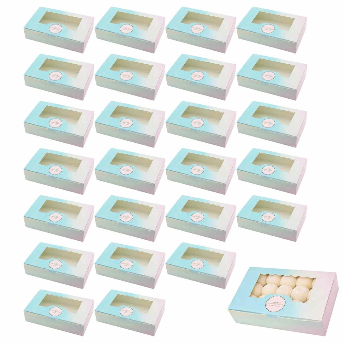 Dailygoods- Gebakdozen 25 Stuks - Karton - Transparant Venster - Voor Muffins/Cupcakes - Gemakkelijk te Monteren - Stevig en Betrouwbaar - Verpakkingen