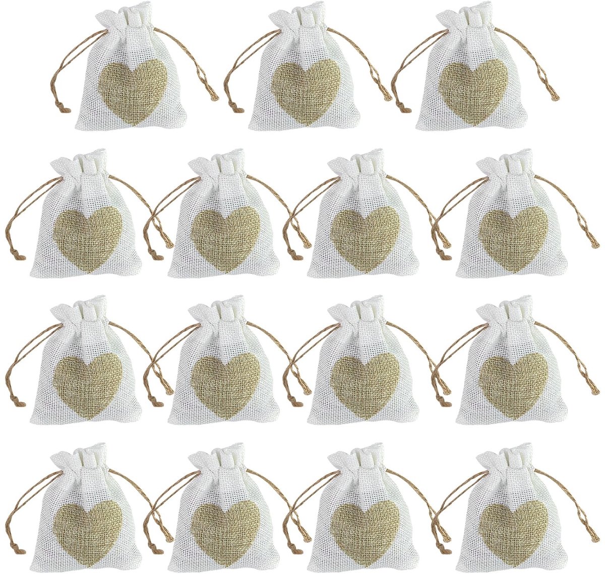 Dailygoods - 11 Stuks Kleine Stoffen Zakjes - Jute en Katoenen Geschenken