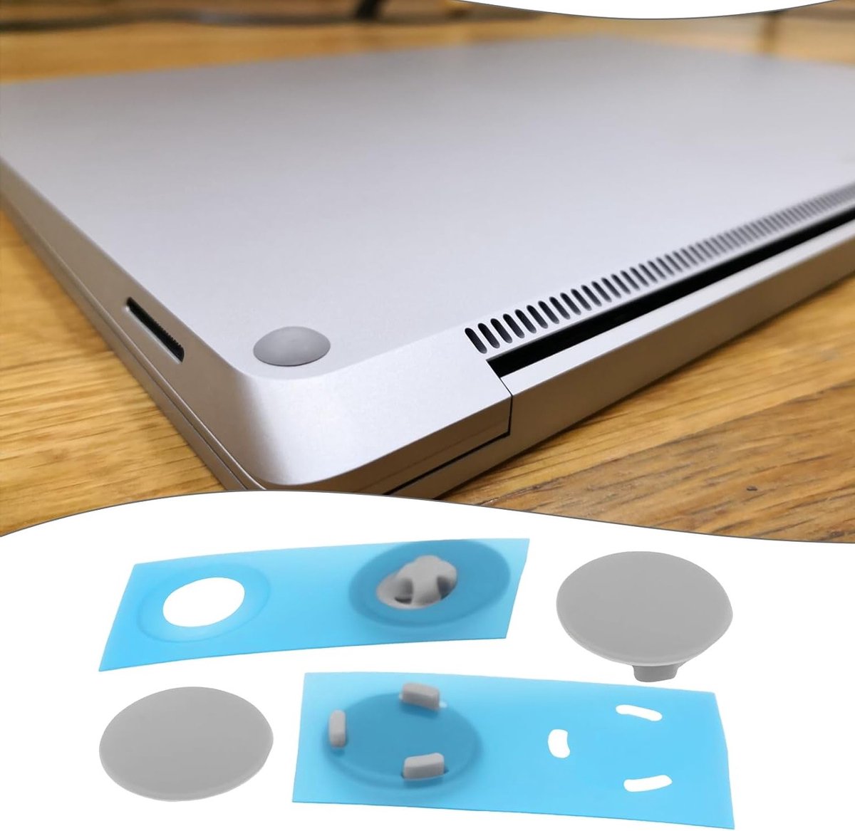 Rubber voetjes voor onder meubels - 4 stuks, geschikt voor laptops en meubels, grijs