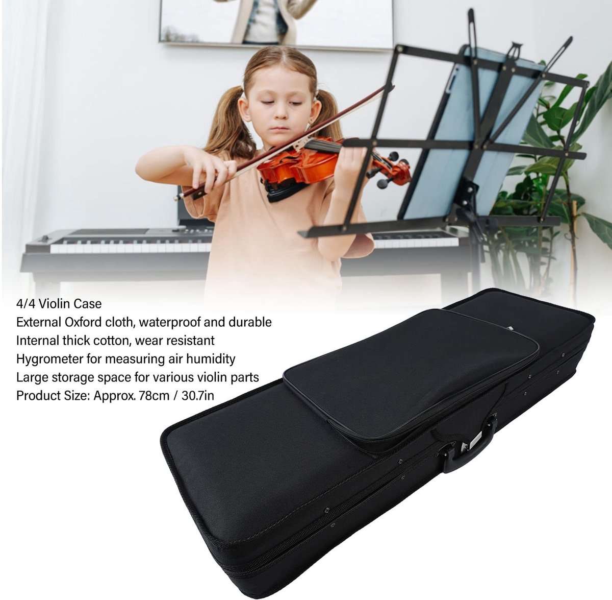 Dailygoods- Vioolkoffer 4/4 - Oxford-doek - Katoenen Voering - Waterdicht - Slijtvast - 78 cm Bescherming