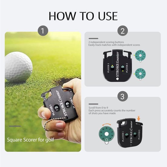 Dailygoods - 4 Stuks Golf Scoretellers met Sleutelketting - Draagbare Handteller van Dailygoods — afbeelding 3