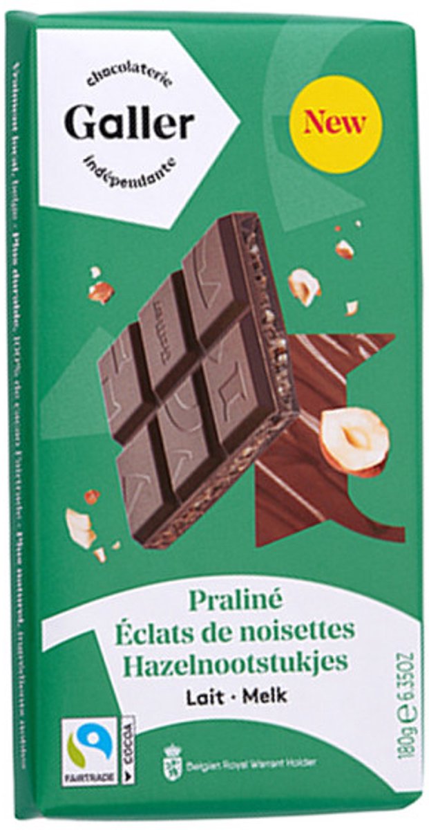 Melkchocoladetablet met pralinévulling en fijngehakte hazelnoten Galler Lait Praline Eclats de Noisettes, 180 g