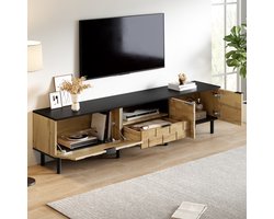 DESMIU Slaapbank 220 x 205 cm - Omkeerbare Chaise Longue Met Opbergruimte En Laadpoorten - Voor Woonkamer En Logeerkamer - Chenille - Beige