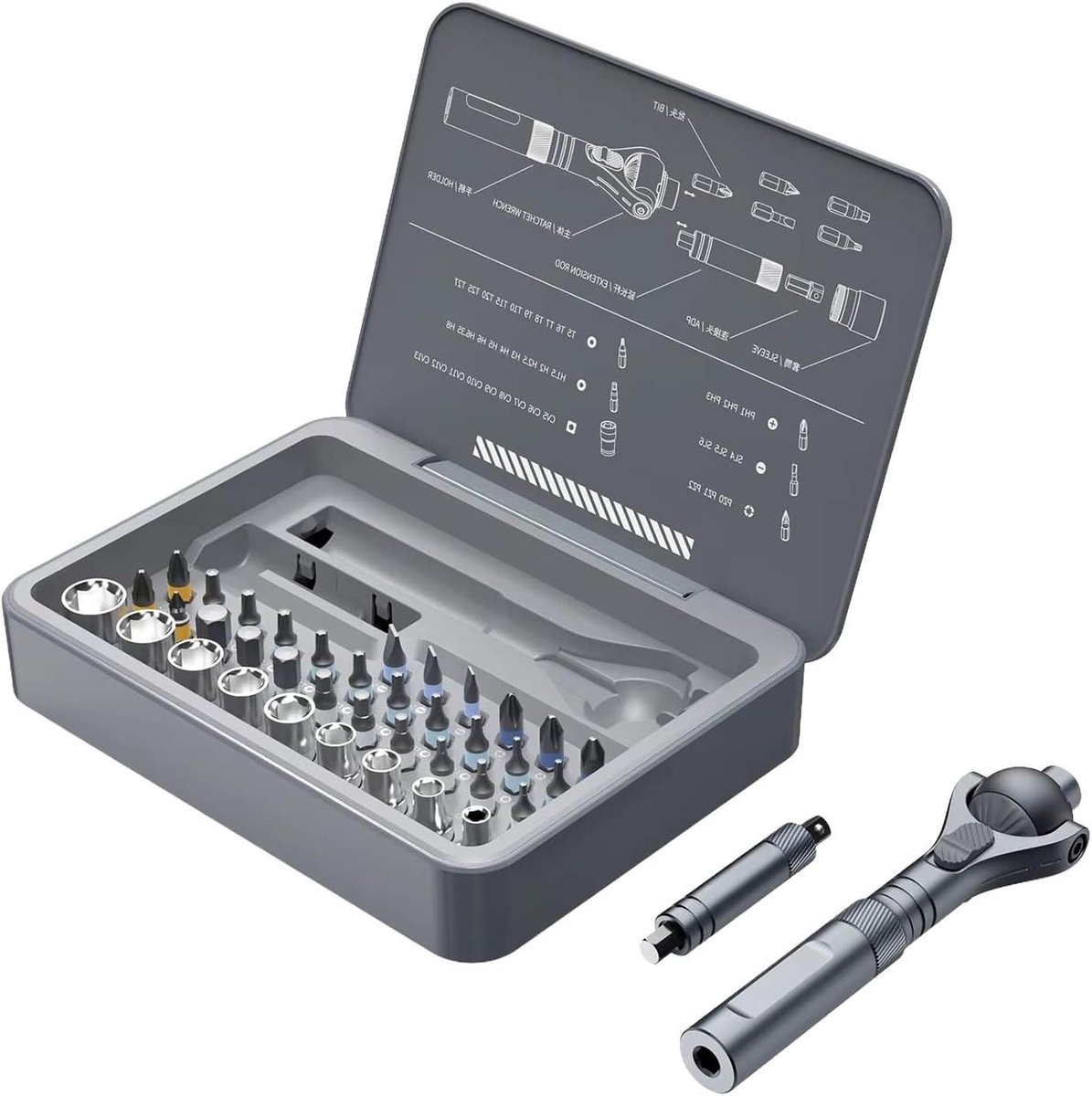 Ratelschroevendraaier Set - Schroevendraaier Set - Precisie Reparaties - Magnetische Bitbevestiging - 40 Delig - Niet gespecificeerd