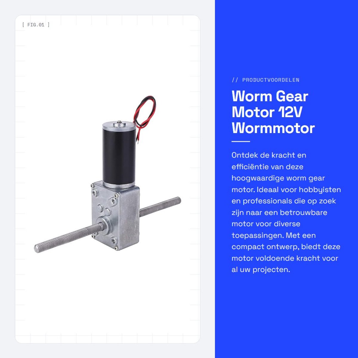 Dailygoods - Worm Gear Motor - 12V Wormmotor - Hoog koppel en duurzame constructie - Compact formaat - Duurzame materialen - Perfect voor hobbyproject...