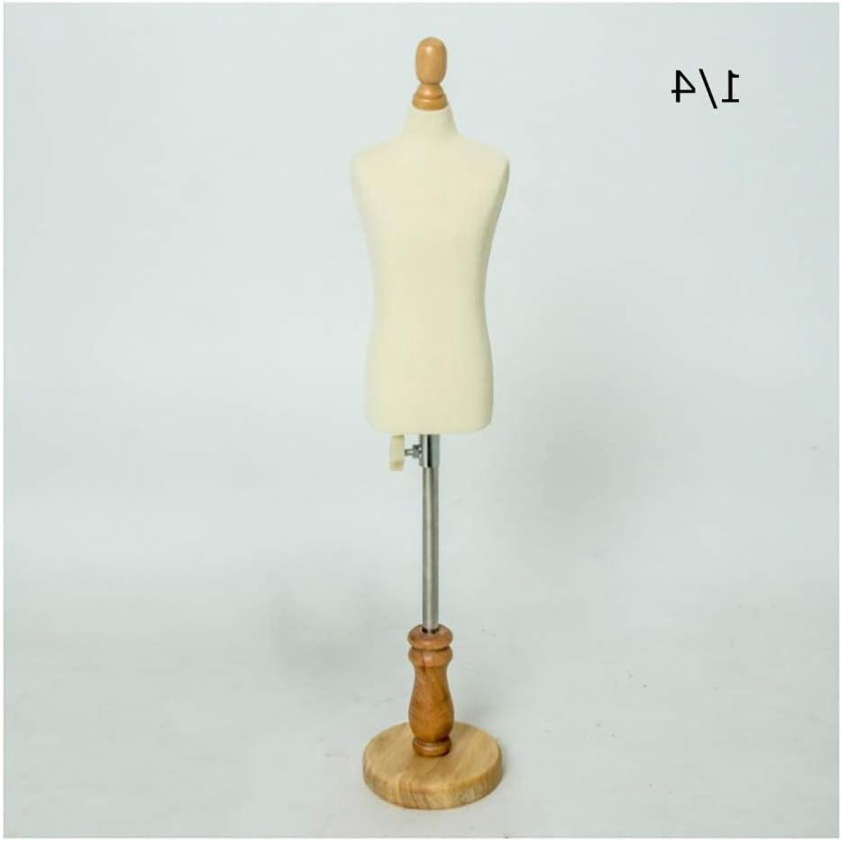 Mini Kleermakerspop - Jurkvorm Display - Kleding Ontwerpen - Verstelbare Hoogte - Schaal 1/4 - Naturel