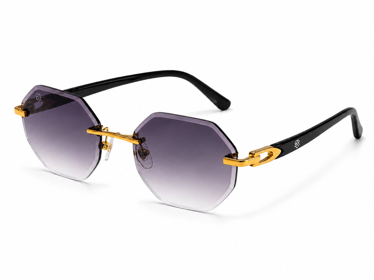Aurelia Monaco Lavande Zonnebril Dames - Luxe Goudkleurig Montuur - Paarse Verloopglazen - Inclusief Brillenhoes