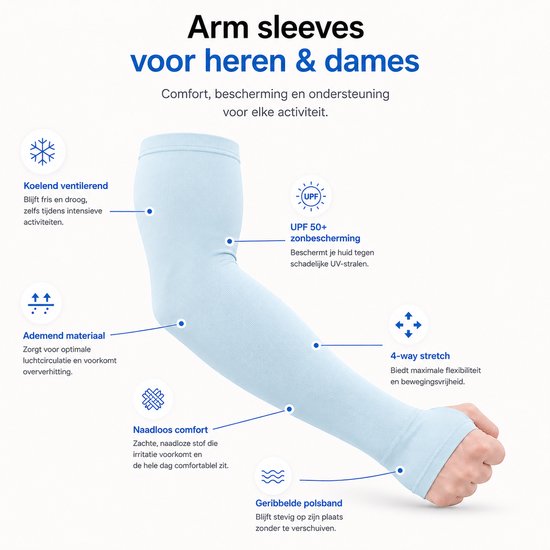 BOTC Arm Sleeve - Compressie Arm Mouwen - UV - Zonbescherming - werende mouwen - Blauw van BOTC — afbeelding 4