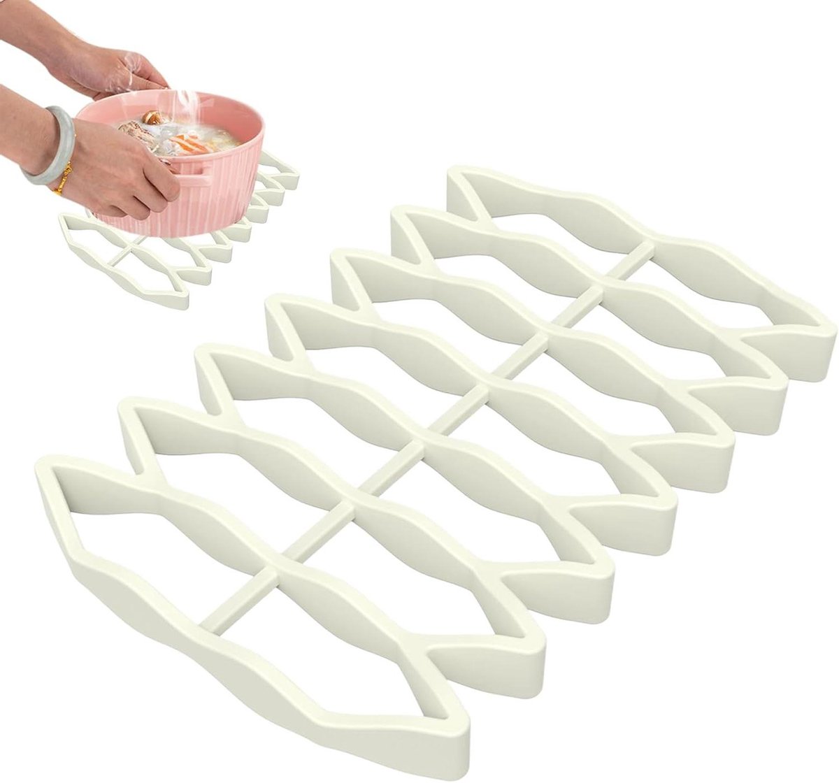 Siliconen grillrooster Oven houder Gelijkmatig koken Hoge temperatuur bestendig 23 x 15.6 cm Beige