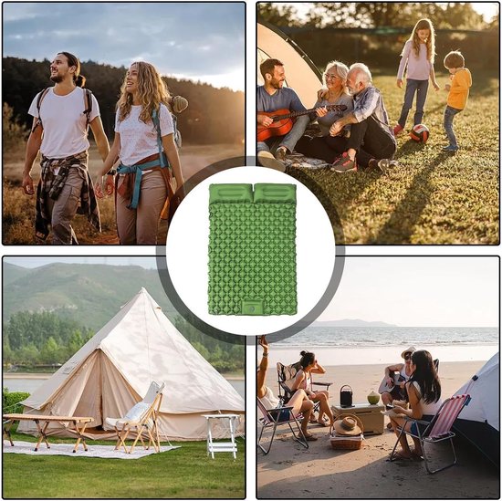Kampeer slaapmat - Luchtbed matras - Buiten slapen - Voetpomp snel opblazen - 190 cm lengte - Veelkleurig — afbeelding 3