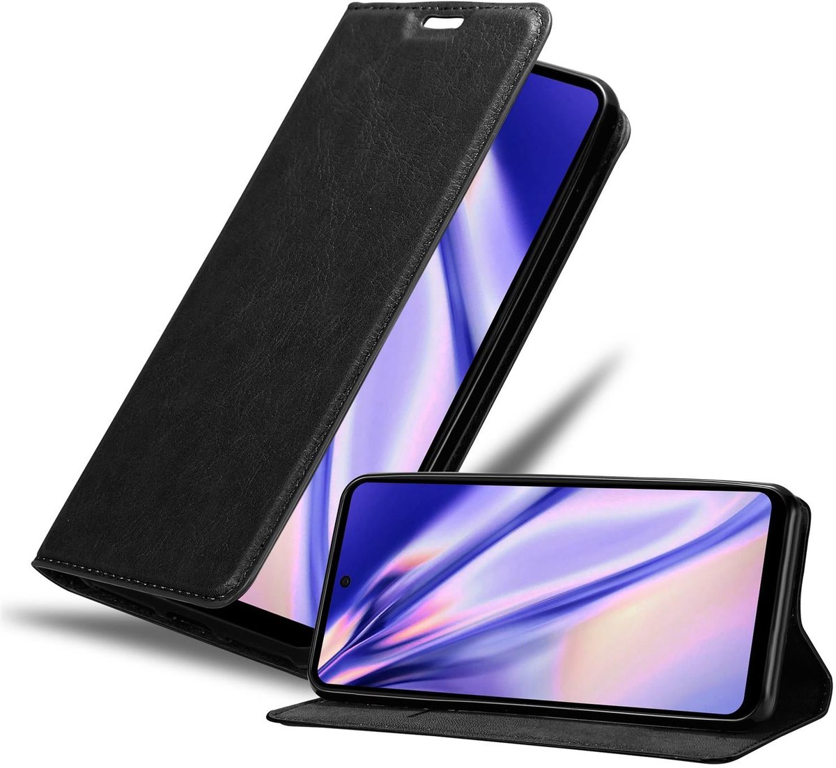 Cadorabo Hoesje geschikt voor LG K42 in ZWARTE NACHT - Beschermhoes met magnetische sluiting, standfunctie en kaartvakje Book Case Cover Etui