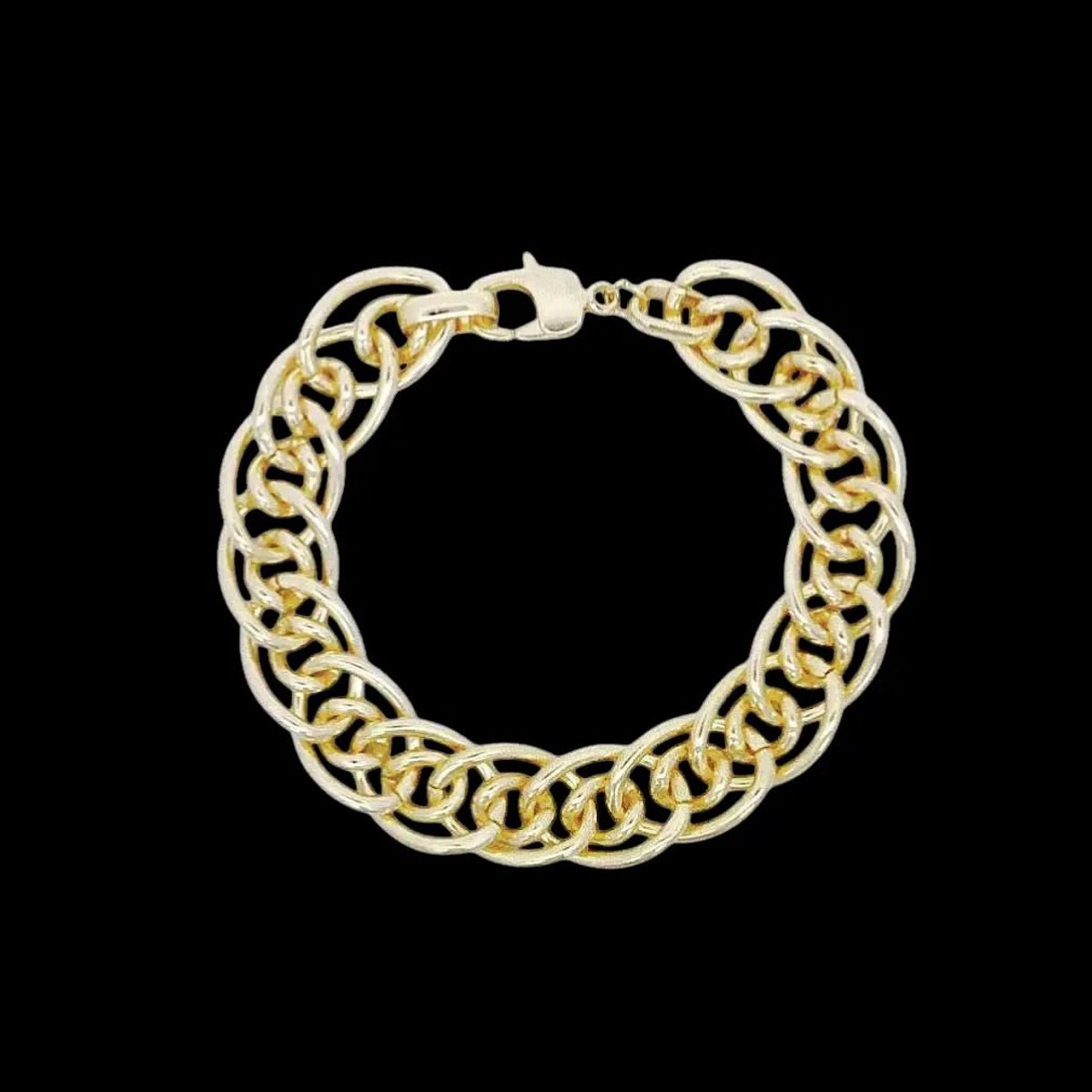 Victoria Valenza Goudkleurige Dubbele Fantasie Schakelarmband - Armband - Goudkleurig - Schakelarmband