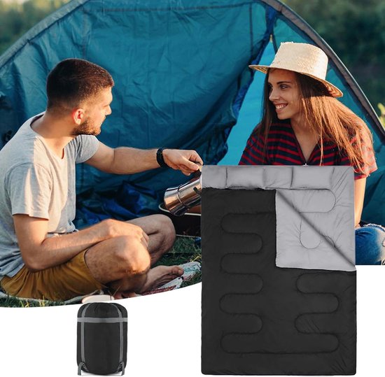 Slaapzak voor 2 - Outdoor deken - Kamperen en reizen - Warmte isolerend - 150 x 220 cm - Zwart — afbeelding 3