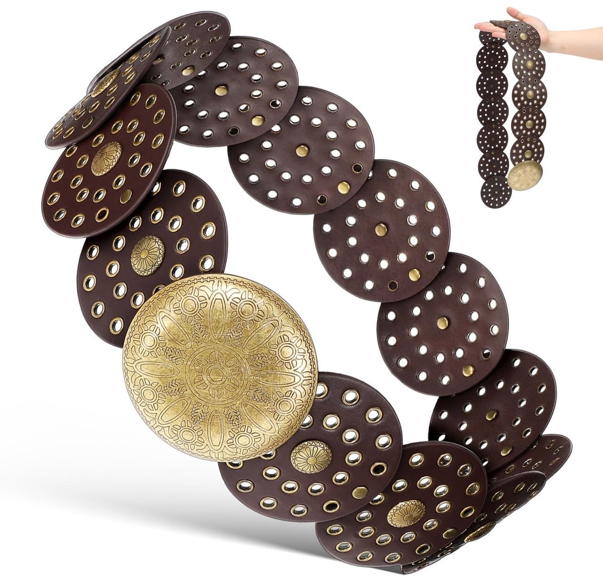 Dailygoods- Tailleriem Dames - Modieuze Riem - Gouden Accenten - Uniek Design - 101x9,2x1 cm - Perfect voor Dameskostuums - Kledingriem