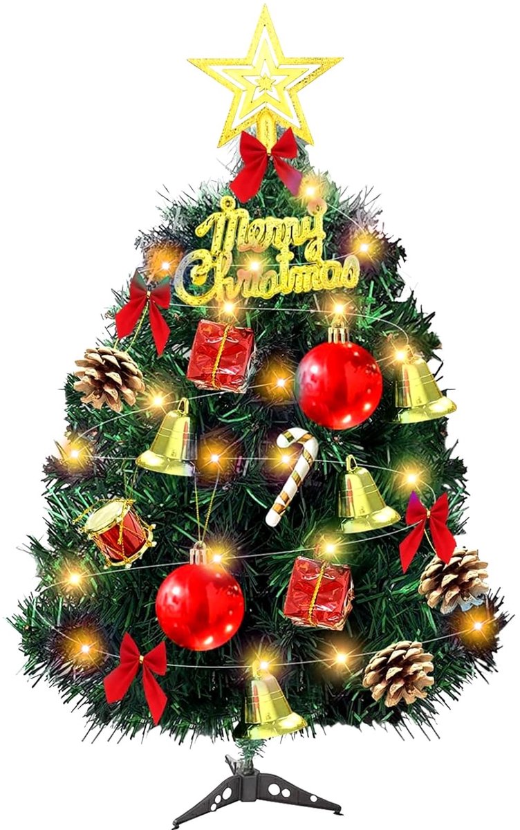 Dailygoods- Kerstdecoratie 14 Stuks - Mini-Kerstballen - LED Verlichting - Kerstboomdecoratie - Kerstaccessoires - Kunststof Materiaal - Kerstversiering