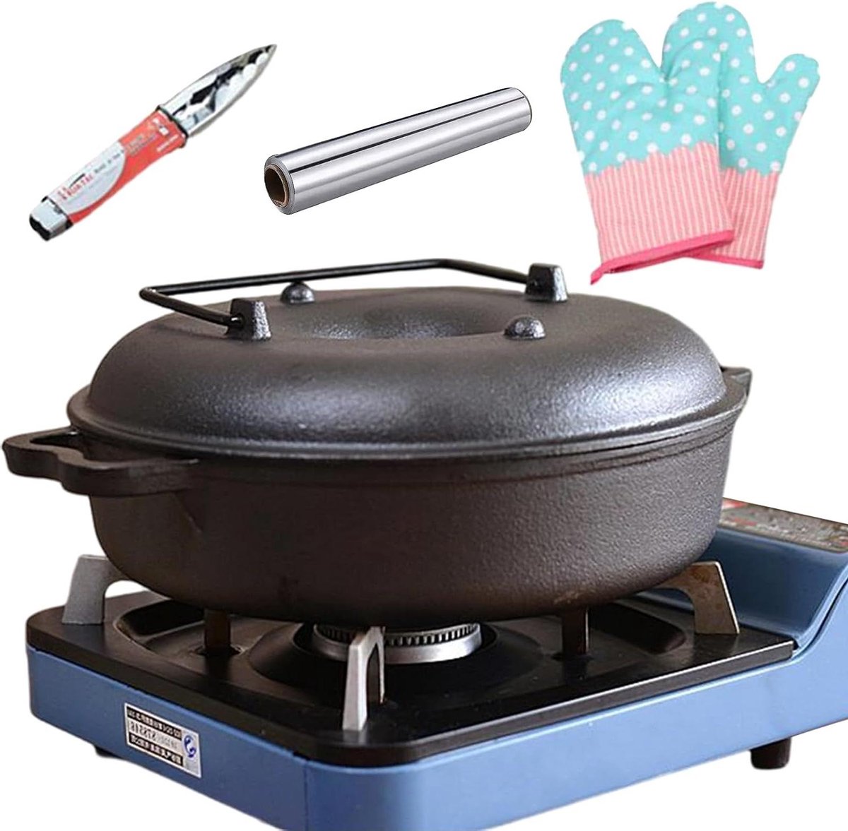 Braadpan Oven pan Gelijkmatig Roosteren Snellere warmteoverdracht 305x25x10cm Zwart
