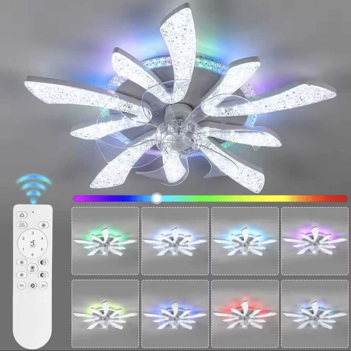 Mrs. Joness - 5 Vleugel Ventilator Lamp - Dimbaar Met Afstandsbediening - Goud - Plafondventilator Met LED - Woonkamerlamp - Moderne lamp - Plafonniere