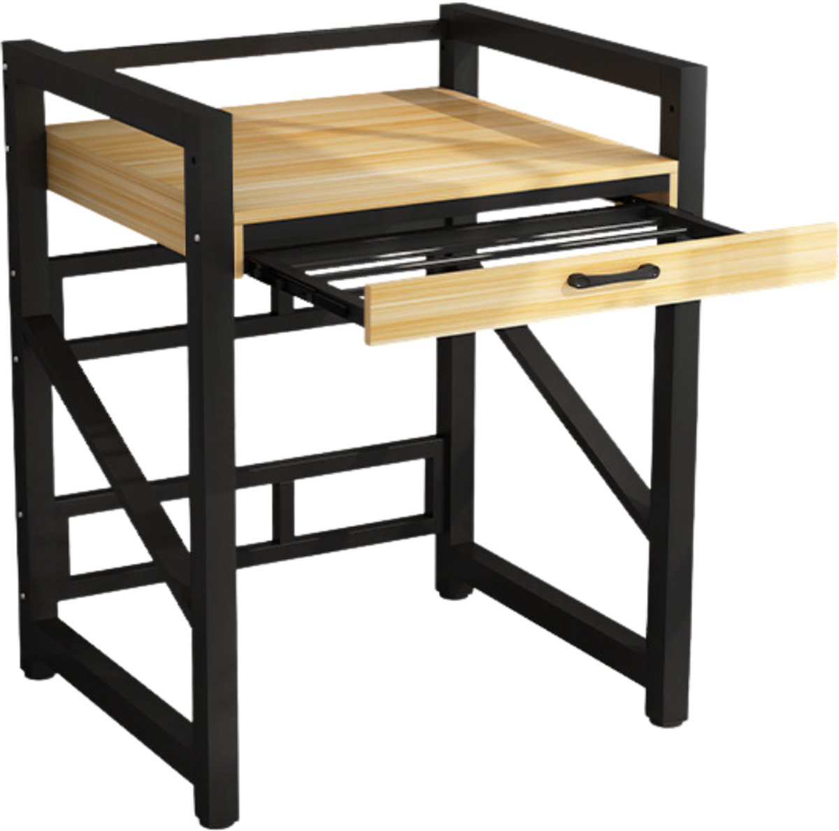 Livista Wasmachinerek - Wasmachine kast - Badkamerrek – Ruimtebesparende Wasmachine Organizer – Stalen Frame – 3 Hoogtestanden – Water-, Kras- en Hittebestendig Werkblad – Antislip Voetjes – Uitschuifbare Hangstang - 200 kg Draagvermogen - Zwart/Hout