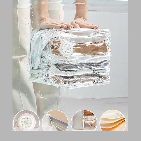 Opbergzakken Vacuüm - Compressieverpakking - Ruimte Besparen - Zonder Pomp - 100x80x38cm - Transparant — afbeelding 3