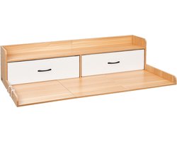 VEVOR Wasmachine en Droger Werkblad met Plank, 137x69,9 cm Houten Wassermachine en Droger Boven, met 2 Laden en 2 Haakjes, Wasmachine Boven voor Waskast, Kroketkast en Werkblad Organisatie & Opslag, Burlywood