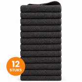 Funnies Handdoeken 12-Pack Antraciet - Set van 12 Luxe Handdoeken - 50 x 100 cm - Hoogwaardig 100% Katoen - 500 gram/m² Dikke, Zachte en Sneldrogende Handdoek - Ideaal voor Badkamer, Sport, Sauna, Zwembad en Vakantie