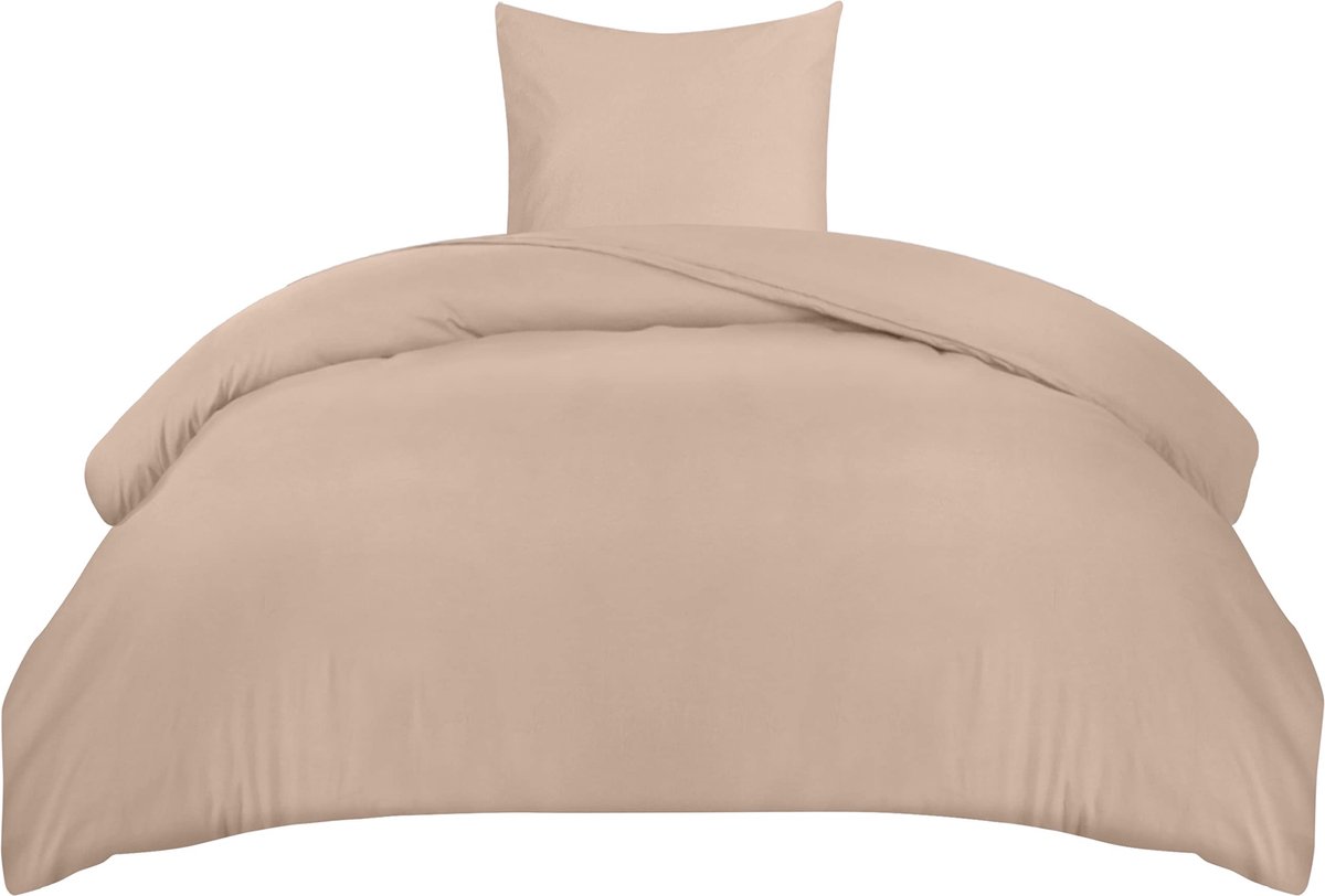 Dailygoods- Dekbedovertrek Set - Zachte Microvezel 135x200cm - Kussensloop 80x80cm - Beddengoed - Beige - Comfortabel en Ademend
