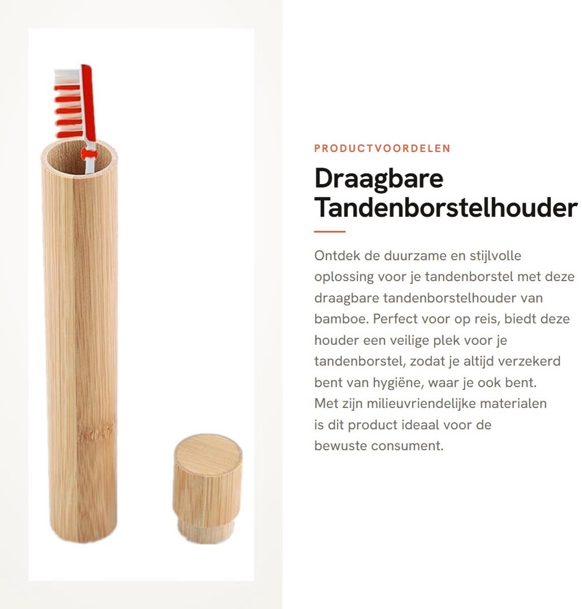 Dailygoods- Tandenborstelhouder Draagbaar - Bamboe - Antimicrobieel - Met Deksel - Milieuvriendelijk - Geschikt voor Volwassenen - Tandenborstelcase