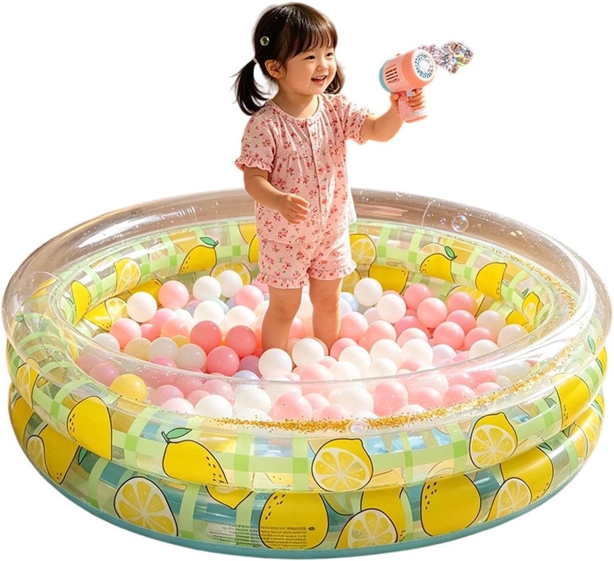 Opblaasbaar Zwembad - Kinderbadje Waterspeel - Buiten Spelen - Kleurrijke Bedrukking - 114 x 30 cm - Lemon