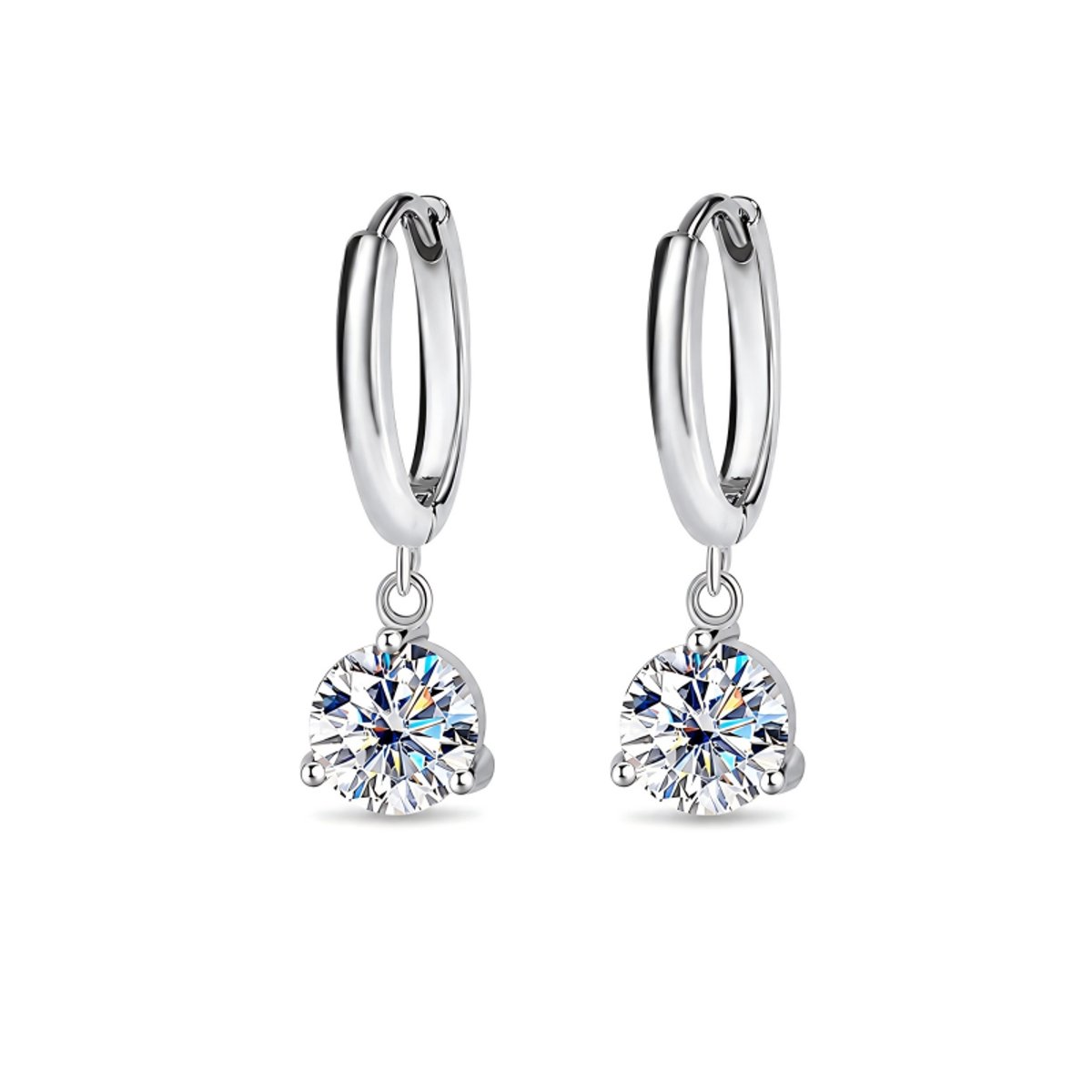 GOLDPULSE - Zilveren Dames Oorbellen - S925 Zilver - Moissaniet - In Luxe Cadeauverpakking