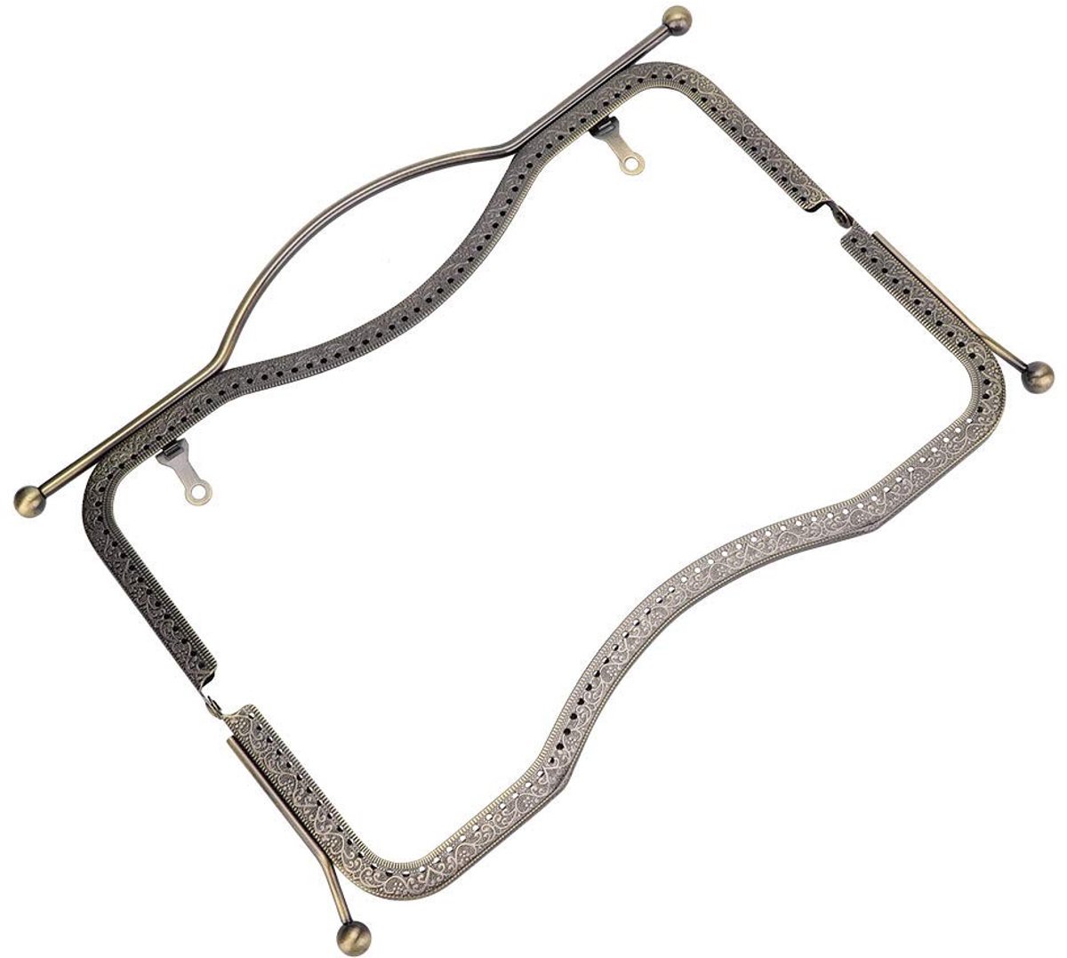 Dailygoods- Portemonnee Frame Vierkant - Kiss Lock Beugel - Handtas Accessoire - Doe-Het-Zelf Project - IJzeren Handvat - 30x12 cm