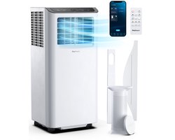 Pro Breeze Mobiele Airco – 14000 BTU - Extra Krachtig – 4-in-1 Luchtkoeling, Ontvochtiging, Ventilatie en Slaapmodus – Airco voor Slaapkamer, Woonkamer, Kantoor, Gym – Smart Home WiFi - 24-uurs Timer & Incl Raamafdichtingkit – Energieklasse A – Wit