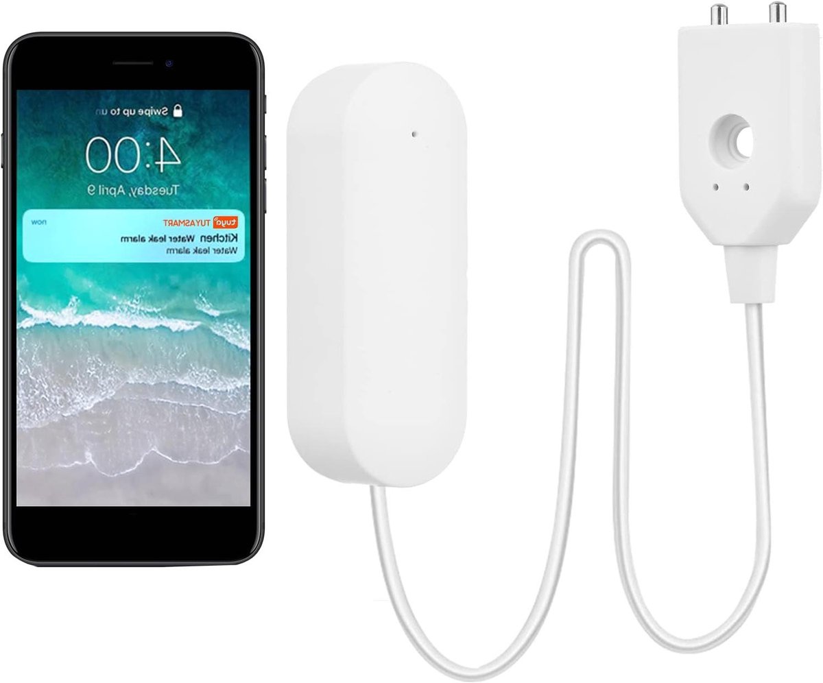 Waterlek Detector - Vochtigheidssensor Alarm - Huis Beveiligen - App Meldingen - Mini Formaat - Wit
