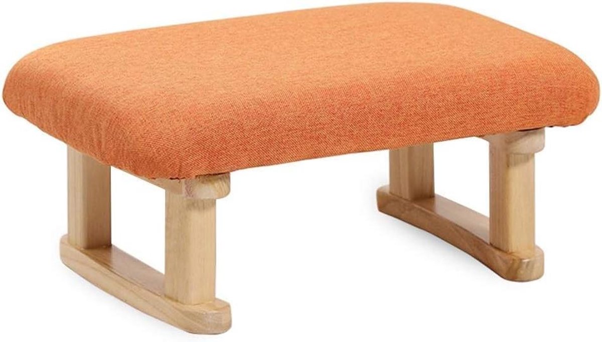 Gestoffeerde Kruk - Voetenbankje Hocker - Extra Zitten - Stevige Houten Poten - 41x28.5x17cm - Kleur C