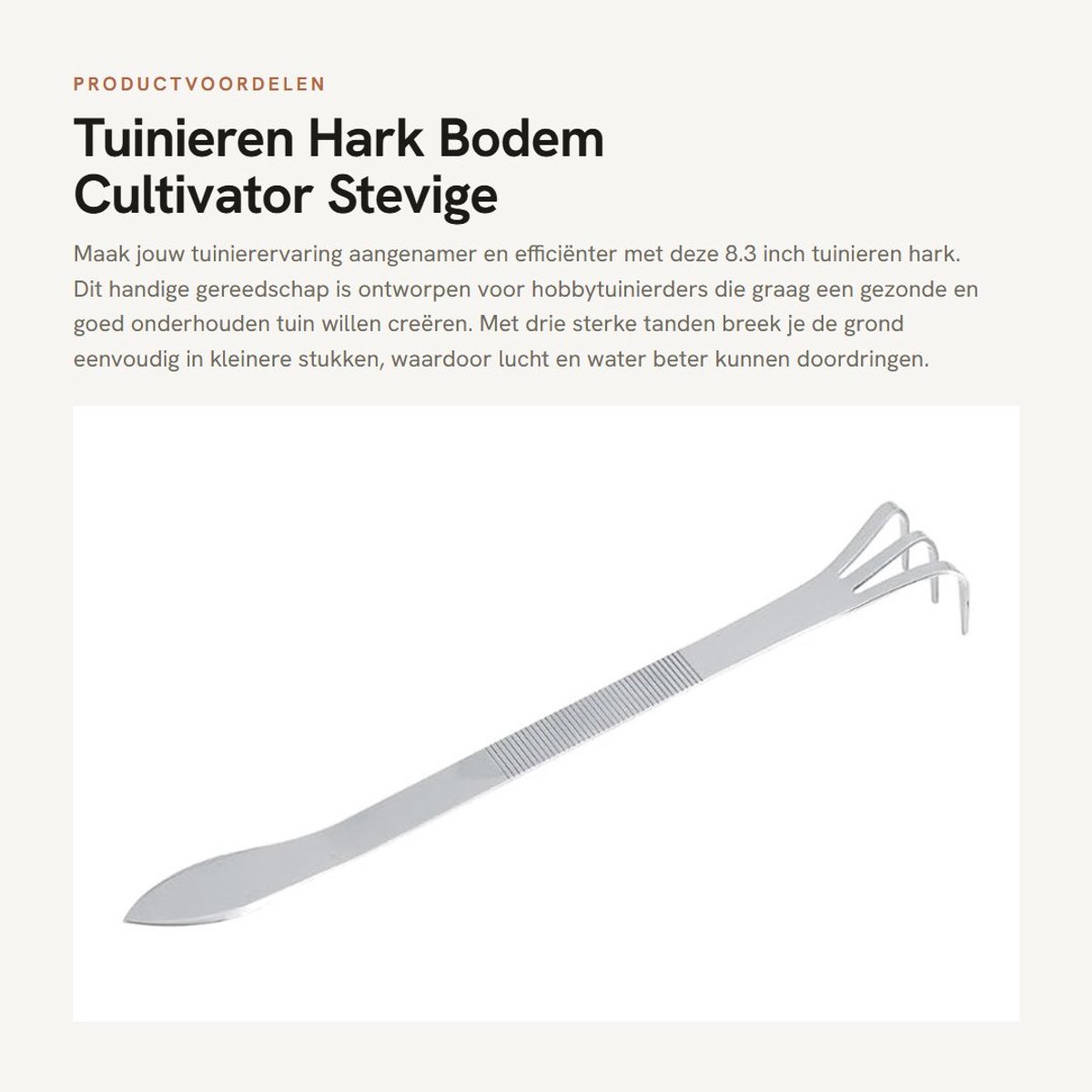Dailygoods- Tuinhark Stevige Roestvrijstalen Behuizing - Tuingereedschapset - Tuingereedschap Kind - Tuinhark met Steel - 3 Tanden - Ergonomische Grip