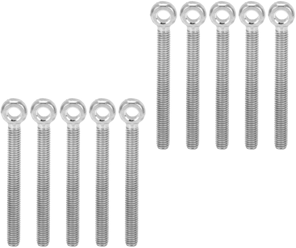 Dailygoods- Schroefogen M6x60 - 10 Stuks - Roestvrij Stalen Oogbouten - Zware Schroefogen - Voor Metalen Haak - Hoogwaardige 304 Staal