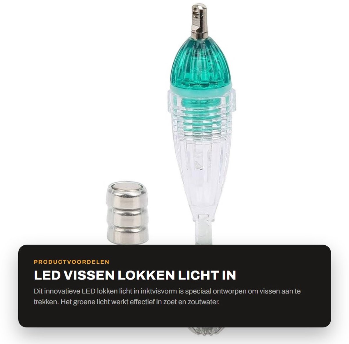 Dailygoods- Vissenloklicht Groen - LED Lokken Licht - Inktvisvormig - Onderwaterverlichting - Haak voor Zoet/Zoutwater - Hoogwaardig PE-materiaal - Vislamp