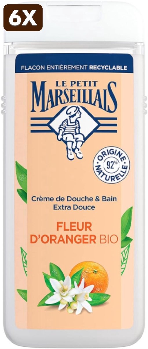 6 x Le Petit Marseillais douchegel 400ml Oranje Bloesem