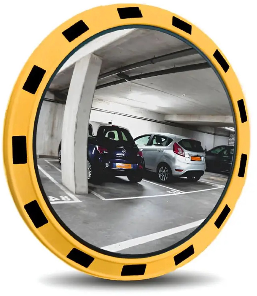 Verkeersspiegel rond - geel zwart - acryl materiaal | 60 cm