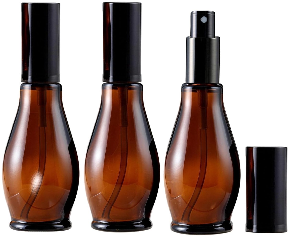 Dailygoods- Spuitfles 100ml - Amber Glazen Spuitflessen - 3 Stuks - Hervulbaar - Verstuiver - Perfect voor Essentiële Olie