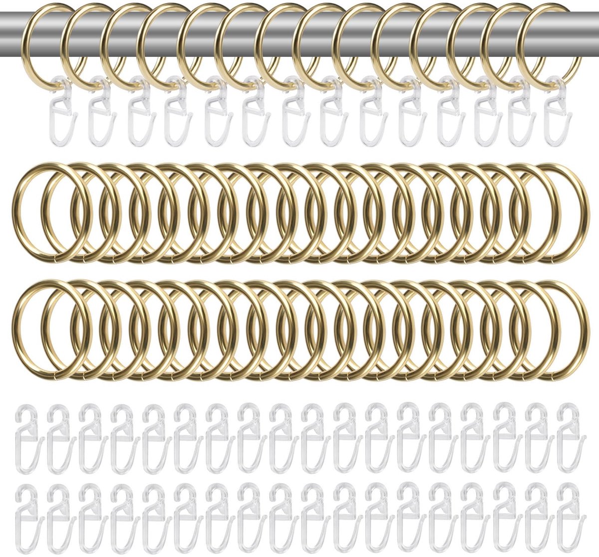 Dailygoods- Gordijnringen 30 mm - 100 Stuks - Metalen Ringen - Haken - Raamdecoratie - Woondecoratie
