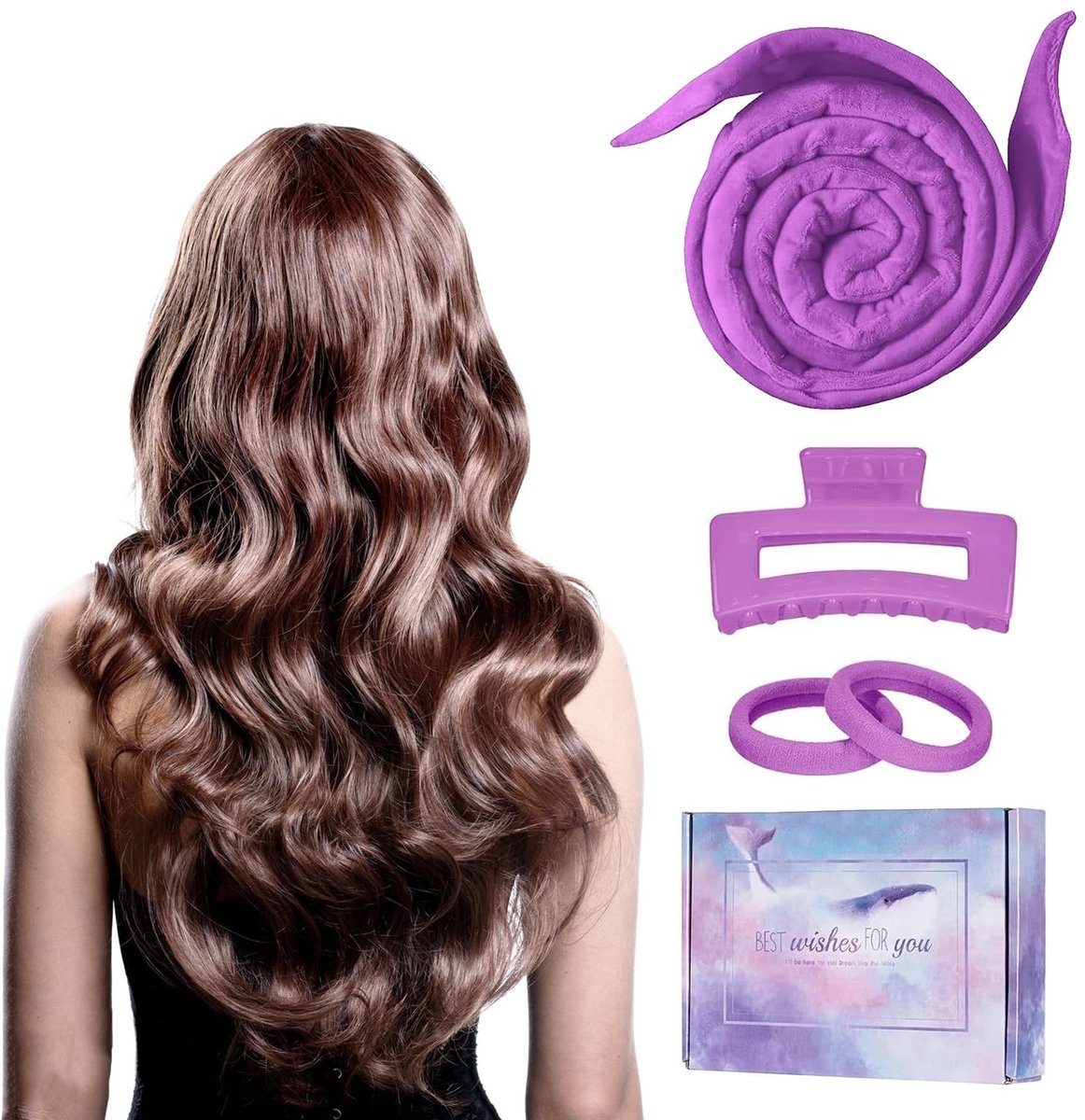 Dailygoods- Krulspelden Hittevrij - Heatless Curls - Krulset - Haarspeld - Haarelastiekjes - Zacht Polyester/Katoen - Haarkruller
