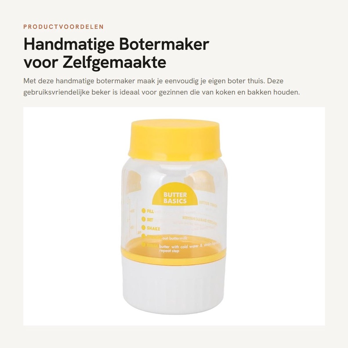 Dailygoods- Botermaker Eenvoudig Te Gebruiken - Plastic Beker - Vaatwasmachinebestendig - Gemakkelijk Schoon Te Maken - Voor Zelfgemaakte Boter - Gewicht 155 g