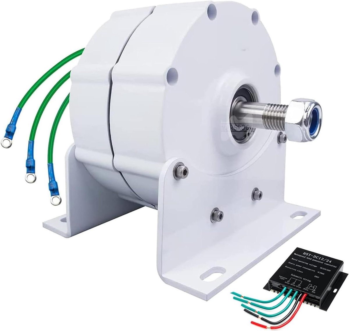 Permanente Magneetgenerator - AC Dynamo Tandwielloos - Stroom Opwekken - Laag Toerental Direct Drive - 12000 Watt - Wit