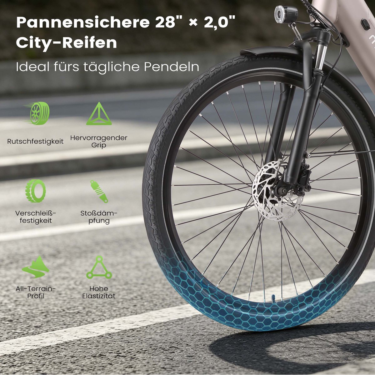 Maxtron Lira 28 Inch Elektrische Stadsfiets - 48V 15Ah Lithium-accu - Actieradius tot 140 km - 250W Motor - Hydraulische Schijfremmen - Shimano 7 Versnellingen - Max. Belastbaar 120 kg - Met Achterlicht - Goud thumbnail 3